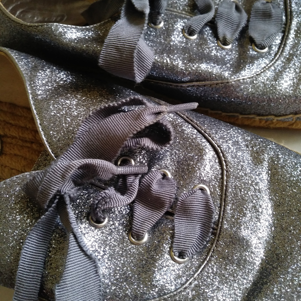 NWOT Coach Ramira Silver/Gray Glitter Espadrilles - Picture 7 of 8